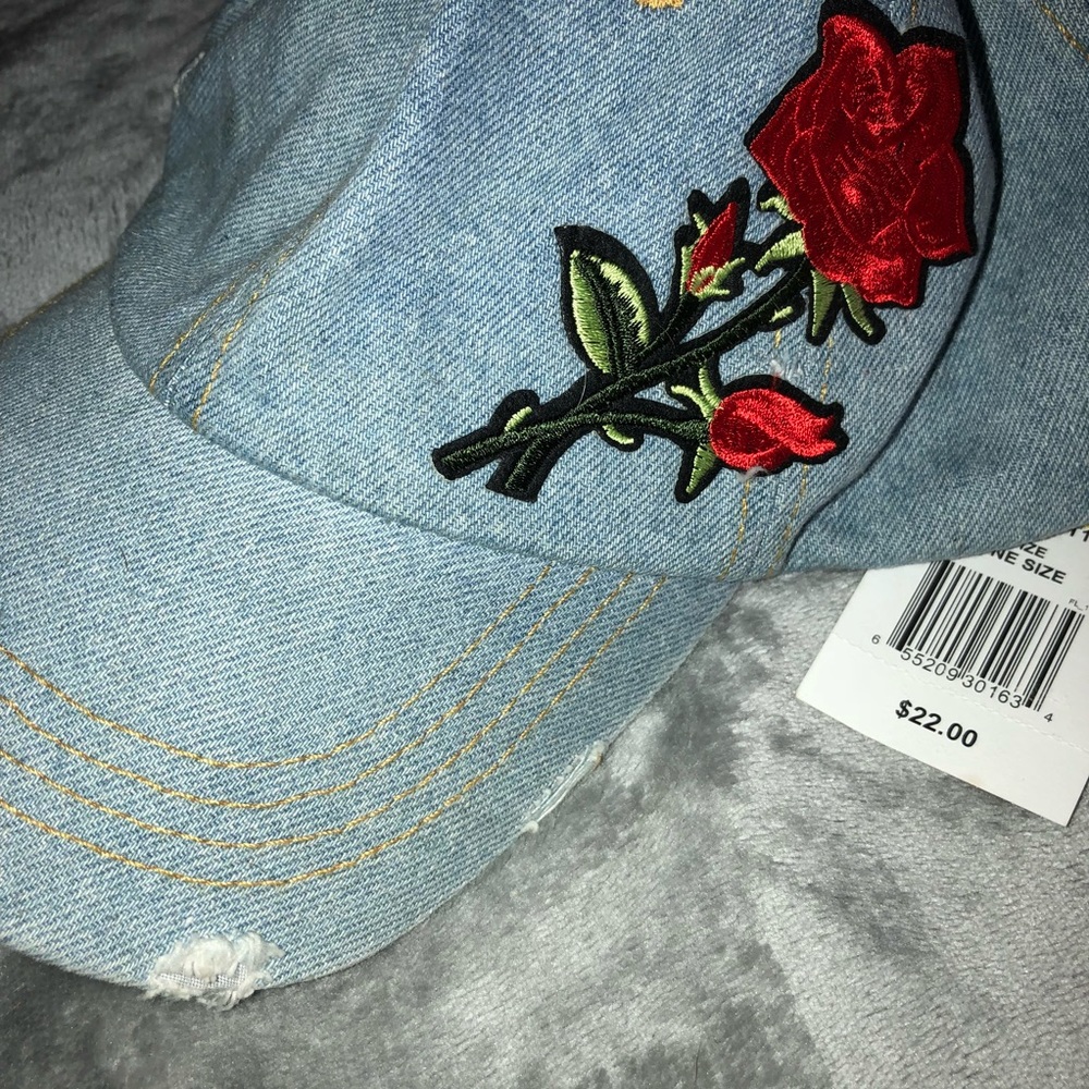 NWT Cute denim hat w/ rose !